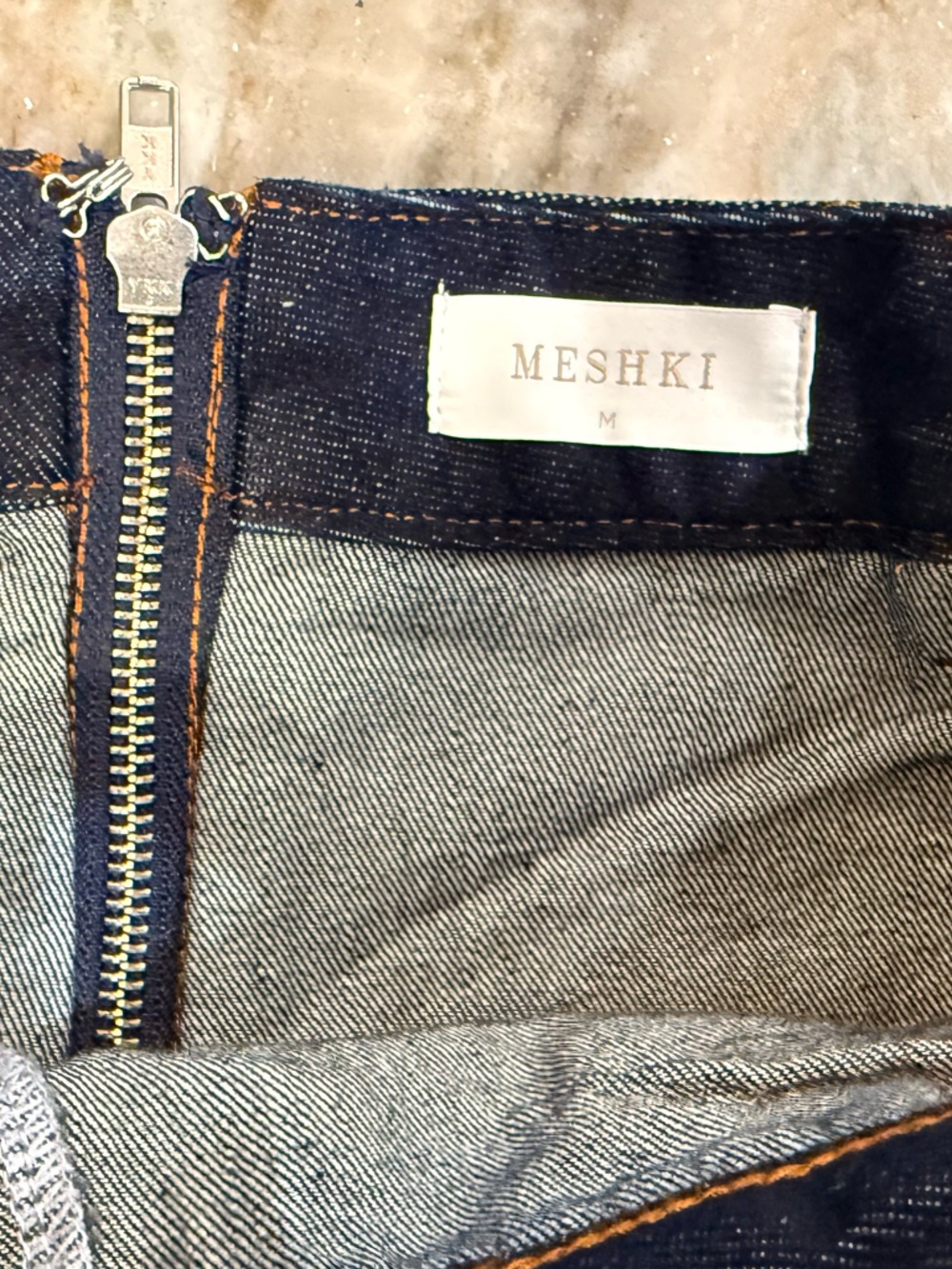 Women’s MESHKI Rosalyn mini denim skirt- indigo blue. Size medium - Picture 6 of 8